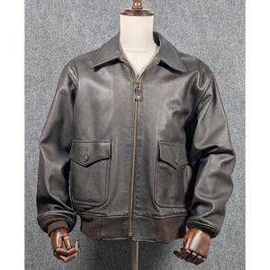 US Wings Signature Series Goatskin A-2 Flight Jacket Mens XL Brown Aviator
